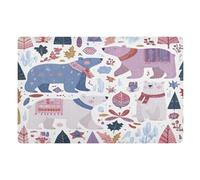 Door Mat, Polar Bears and Berries Anti-Slip Shoe Mat, Outdoor Entrance Front Doormat, Easy to Clean- Entryway Rug, for Garden Home Patio Porch 32x20 In