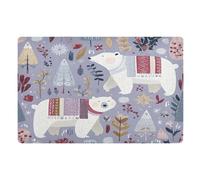Door Mat, Polar Bears and Berries Print Anti-Slip Shoe Mat, Outdoor Entrance Front Doormat, Easy to Clean- Entryway Rug, for Garden Home Patio Porch 32x20 In