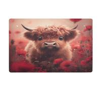 Door Mat, Print Cute Highland Cow Anti-Slip Shoe Mat, Outdoor Entrance Front Doormat, Easy to Clean- Entryway Rug, for Garden Home Patio Porch 32x20 In