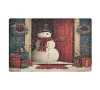 Door Mat, Print Cute Snowman Anti-Slip Shoe Mat, Outdoor Entrance Front Doormat, Easy to Clean- Entryway Rug, for Garden Home Patio Porch 32x20 In