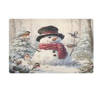 Door Mat, Print Cute Snowman Pattern Anti-Slip Shoe Mat, Outdoor Entrance Front Doormat, Easy to Clean- Entryway Rug, for Garden Home Patio Porch 32x20 In