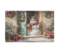 Door Mat, Print Pattern Cute Snowman Anti-Slip Shoe Mat, Outdoor Entrance Front Doormat, Easy to Clean- Entryway Rug, for Garden Home Patio Porch 32x20 In