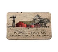 Door Mat Rustic Farm Windmill Farmhouse Red Barn House Tree Sawyer Mill Primitive Vintage Western Country Brown Floor Mat Durable Entrance Matting Absorbent Entrance Rug For Kitchen 40X60CM