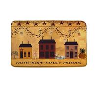 Door Mat Rustic Farmhouse Vintage Primitive Rusty Star Patriotic Star Faith Hope Family Retro Print Entrance Matting Soft Floor Mat Durable Entrance Rug For Patio Kitchen Living Room 40X60CM