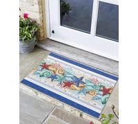 Door Mat Sea Life Starfish Shell Coral Blue Entrance Matting Durable Floor Mat Absorbent Front Door Mat For Living Room Outdoor Inside 40x60cm