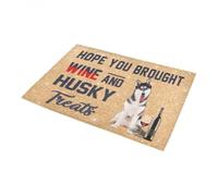 Door Mat Siberian Husky And Wine Doormat