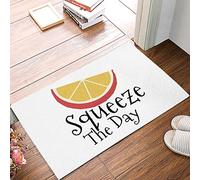 Door Mat Squeeze The Day Lemon Fruit Printed Floor Mat Durable Entrance Matting Absorbent Entrance Rug For Living Room Kitchen Garden 40X60CM