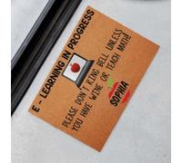 Door Mat Teacher E-learning In Progress Please Dont Ring Bell Unless You Have Wine Or Teach Math Doormat