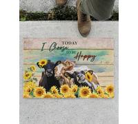 Door Mat Today I Choose To Be Happy Cow And Sunflower Doormat