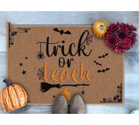 Door Mat Trick or Teach Funny Halloween Classroom Doormat