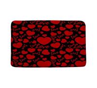 Door Mat Valentine'S Red Black Loving Heart Romantic Lover Couple Sweet Love Creative Welcome Mat Washable Decoration Welcome Doormat, For Kitchen, Bedroom, Living Room, 40x60cm