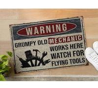 Door Mat Warning Grumpy Old Mechanic Works Here Welcome Doormat
