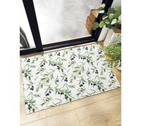 Door Mat Watercolor Black Olive Green Leaves Seamless Farm For 40X60CM | Entrance Rug Absorbent Entrance Matting For Indoor