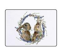 Door Mat Watercolor Bunny Flower Wreath Entrance Rug For 40X60CM | Floor Mat Soft Entrance Matting For Living Room