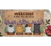 Door Mat Welcome Hope You Like Cats Personalized Doormat