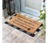 Door Mat Welcome To Our Home Where Dog Hair Is Both A Fashion Accessory And A Condiment