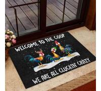 Door Mat Welcome To The Coop We Are All Crazy Chicken Doormat