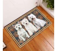 Door Mat West Highland White Flower Paw Doormat