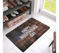 Door Mat Wooden Happy Independence Day Memorial Day on American Flag Doormat