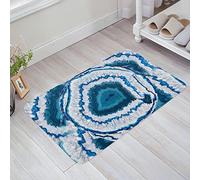 Door Mats 40X60Cm, Rustic Agate Abstract Marble Liquid Ocean Blue Bathroom Mat Soft Carpet For Hallway Hall Office