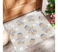 Door Mats 45 X 75 Cm, Soft Comfortable Machine Washable, Indoor Cute Little Bear Rugs With Non-Slip Backing, Cartoon Style Doormats For Entrance, Entryway, Corridor Light Gray