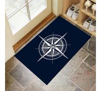 Door Mats 45 X 75 Cm, Soft Comfortable Machine Washable, Indoor Minimalism Rugs With Non-Slip Backing, Compass Graphic Doormats For Entrance, Entryway, Corridor Navy Blue