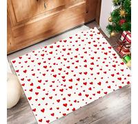 Door Mats 45 X 75 Cm, Soft Comfortable Machine Washable, Indoor Red Love Heart Rugs With Non-Slip Backing, Modern Simplicity Doormats For Entrance, Entryway, Corridor White