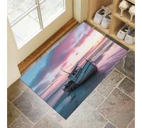 Door Mats 60 X 90 Cm, Soft Comfortable Machine Washable, Indoor Beach Fishing Boats Rugs With Non-Slip Backing, Sunset Doormats For Entrance, Entryway, Corridor Pink