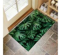 Door Mats 60 X 90 Cm, Soft Comfortable Machine Washable, Indoor Monstera Leaves Rugs With Non-Slip Backing, Tropical Plants Doormats For Entrance, Entryway, Corridor Green