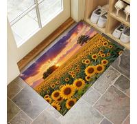 Door Mats 60 X 90 Cm, Soft Comfortable Machine Washable, Indoor Sunset Sunflower Rugs With Non-Slip Backing, Pastoral Style Doormats For Entrance, Entryway, Corridor Mixed Colors