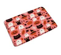 Door Mats Cute Halloween Pumpkin Black Cat Spooky Ghosts, Hardwearing Bathroom Mat Soft Rug Mats 40X60Cm For Office Home Bathroom