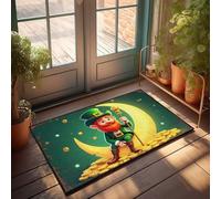 Door Mats For Outside Entry Funny Leprechaun'S Moonlit Treasure Hunt Doormat Outside Fall Decor Porch Mats For Front Door Outsi(40X60CM)