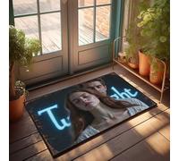 Door Mats For Outside Entry Funny Twilight Embrace: A Romantic Night Scene Doormat Outside Fall Decor Porch Mats For Front Door Outsi(65X90CM)