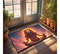 Door Mats Funny Lion In Meditation Pose With Celestial Background Doormat Fall Outdoor Doormat Mat For Shoes By Door(65X90CM)