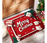Door Mats Indoor 40 x 60 cm, Non Slip Christmas Snowmen And Gifts Front Door Mat Low Profile Doormat Easy to Clean Happy New Year Doormat Floor Mat for Inside Entryway, Patio, Pets and Dogs - Red