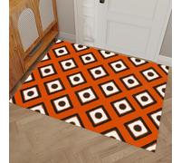 Door Mats Indoor, 50x80cm Absorbent Non-Slip Paper Art Style Doormats for Back Front Door, Symmetry Grid Color Blocks Low Profile, Rubber Backed Dust Doormat, Orange-Brown Barrier Mat Entrance Rugs