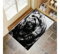 Door Mats Indoor 80 x 120 cm, Non Slip Violent Storm Front Door Mat Low Profile Doormat Easy to Clean Graffiti Ink Painting Doormat Floor Mat for Inside Entryway, Patio, Pets and Dogs - Black White