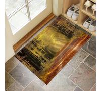Door Mats Indoor 90 x 150 cm, Non Slip Forest Path Front Door Mat Low Profile Doormat Easy to Clean Autumn Woodland Doormat Floor Mat for Inside Entryway, Patio, Pets and Dogs - Sage Green