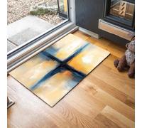 Door Mats Indoor, Abstract Brushstrokes Dirt Trapper Mat Cross Absorbent Non-Slip Doormat Low Profile Rug for Entrance, Inside, Kitchen, Front Door Mat Washable - 50 x 80 cm, Light Yellow