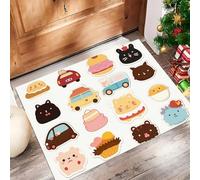 Door Mats Indoor, Animal Characters Machine Washable Soft Doormats, Dirt Trapper Door Mat, Cartoon Illustration Style Absorbent Entrance Rug, Non-Slip Floor Mats For Inside, (50 X 80 Cm, White)