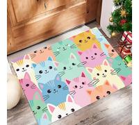 Door Mats Indoor, Cartoon Cat Machine Washable Soft Doormats, Dirt Trapper Door Mat, Illustration Animals Absorbent Entrance Rug, Non-Slip Floor Mats For Inside, (40 X 60 Cm, Mixed Colors)