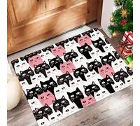 Door Mats Indoor, Cartoon Cat Machine Washable Soft Doormats, Dirt Trapper Door Mat, Illustration Animals Absorbent Entrance Rug, Non-Slip Floor Mats For Inside, (50 X 80 Cm, Mixed Colors)