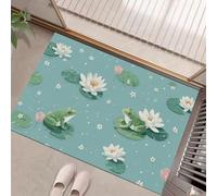 Door Mats Indoor, Cartoon Frog Doormats, Non Slip Waterproof Floor Mat, Lotus Leaves Lotus Flowers Easy Clean Door Matt For Front Kitchen, Bathroom, Living Room, Bedroom, Entrance, 40 X 60 Cm, Blue