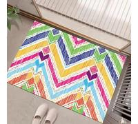 Door Mats Indoor, Colorful Stripes Machine Washable Soft Doormats, Dirt Trapper Door Mat, Watercolor Style Absorbent Entrance Rug, Non-Slip Floor Mats For Inside, (60 X 90 Cm, Mixed Colors)