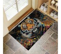 Door Mats Indoor, Elegant Tiger Machine Washable Soft Doormats, Dirt Trapper Door Mat, Abstract Animals Absorbent Entrance Rug, Non-Slip Floor Mats For Inside, (45 X 75 Cm, Mixed Colors)