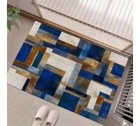 Door Mats Indoor, Machine Washable Soft Doormats, Dirt Trapper Door Mat,Abstract Geometry Golden Rectangle Square Entrance Rug, Non-slip Floor Mats For Inside, Front Back Doors, Pets and Dogs Blue