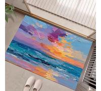 Door Mats Indoor, Machine Washable Soft Doormats, Dirt Trapper Door Mat,Seaside Scenery Sunset On The Beach Entrance Rug, Non-slip Floor Mats For Inside, Front Back Doors, Pets and Dogs Yellow Blue
