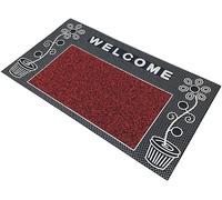 Door Mats Indoor & Outdoor Non Slip Heavy Duty - 40 x 70 cm Large Rubber Doormat Super Absorbent Dirt Trapper, Stylish Front Door Mat for Hallway, Porch & Shoe Scraper 2 Flower Design Burbundy
