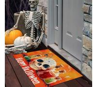Door Mats Indoor, Skeleton Machine Washable Soft Doormats, Dirt Trapper Door Mat, Spider Web, Potion Bottle Absorbent Entrance Rug, Non-Slip Floor Mats For Inside, (45 X 75 Cm, Orange Color)