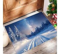 Door Mats Indoor, Snowy Forest Machine Washable Soft Doormats, Dirt Trapper Door Mat, Starry Sky, Milky Way Absorbent Entrance Rug, Non-Slip Floor Mats For Inside, (40 X 60 Cm, Dark Blue)